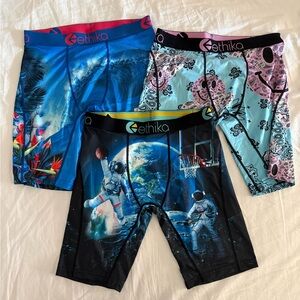 Men’s Ethika Staple Boxers Underwear Set of 3 Lot Medium - Blue Black Red Pink